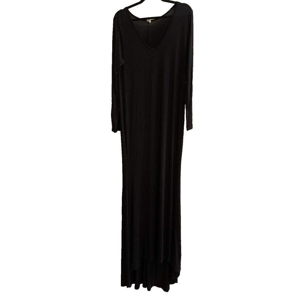 PINKBLUSH Black V Neck HiLo‎ Maxi Maternity Dress Form Fitting Size XL Stretch